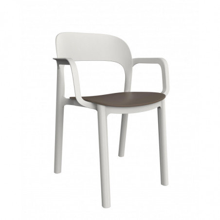 Fauteuil Ona à Assise Chocolat - Blanc - Lot de 4 Garbar - 1