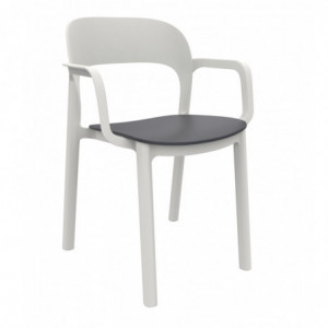 Fauteuil Ona à Assise Gris Foncé - Blanc - Lot de 4 Garbar - 1