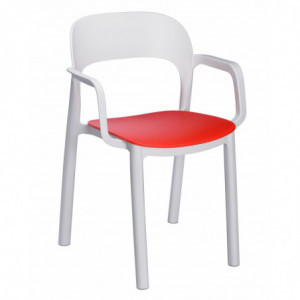 Fauteuil Ona à Assise Rouge - Blanc - Lot de 4 Garbar - 1