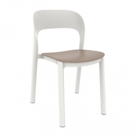 Chaise Ona à Assise Sable - Blanc - Lot de 4 Garbar - 1