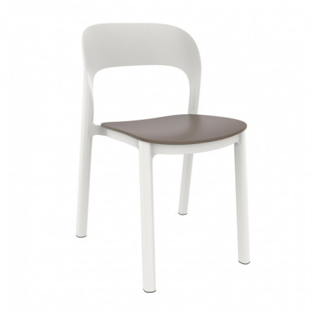 Chaise Ona à Assise Chocolat - Blanc - Lot de 4 Garbar - 1