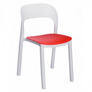 Chaise Ona à Assise Rouge - Blanc - Lot de 4 Garbar - 1