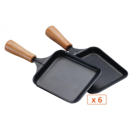 Lot de 6 Poêlons Rectangulaires Bois pour Raclette Bron Coucke - 1 Lot de 6 Poêlons Rectangulaires Bois pour Raclette Bron Coucke - 1
