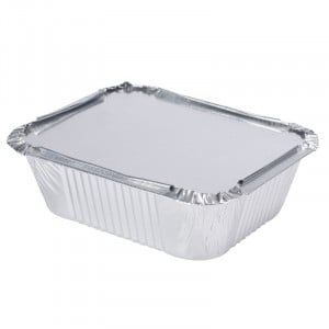 100 barquettes aluminium 1500 ml couvercle carton co1500 234x115x68 mm -  Emballage écologique