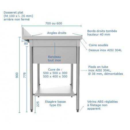 Option Etagère Basse pour Plonge SOFINOR - 1 Option Etagère Basse pour Plonge SOFINOR - 1