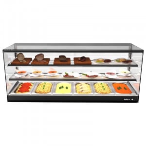 Vitrine Chaude à Poser avec 2 Étagères - LOGIC Triple Bain Marie - L 1190 mm - GN 1/3 SAYL - 1