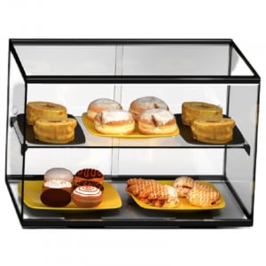 Vitrine Neutre - NEUTRE Présentoirs en Verre Droits 2 Étage - avec LED - L 555 mm SAYL - 1