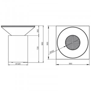 Brasero G6 Graphite 90 cm - Acier Carbone ARTISS - 5