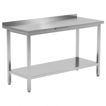 Table Inox avec Dosseret et Etagère - P 700 mm - L 1400 mm Dynasteel - 1