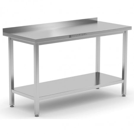 Table Inox avec Dosseret et Etagère - P 700 mm - L 1200 mm Dynasteel - 1