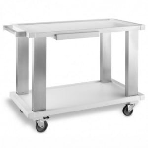Chariot en Bois et Aluminium - 2 Plateaux - Blanc
