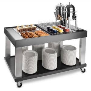 Chariot pour Buffet Noir - 4 Bacs GN 1/1