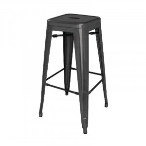 Tabourets Hauts en Acier Galvanisé Bistro Noirs - Lot de 4