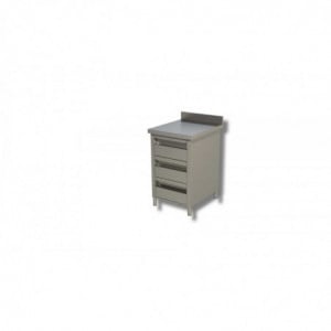 Meuble Inox avec Dosseret et 3 Tiroirs - L 500 x P 600 mm