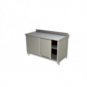 Meuble Inox avec Dosseret et Porte Battante - L 800 x P 600 mm