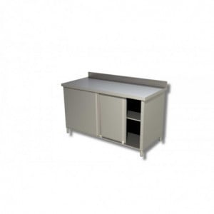 Meuble Inox avec Dosseret et Portes Coulissantes - L 1000 x P 600 mm