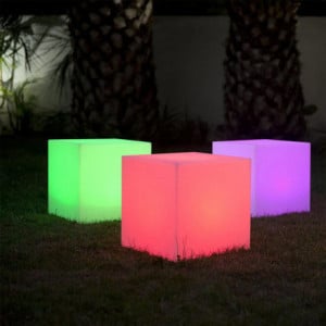 Cube Lumineux Tabouret sans Fil - Carry 40 cm
