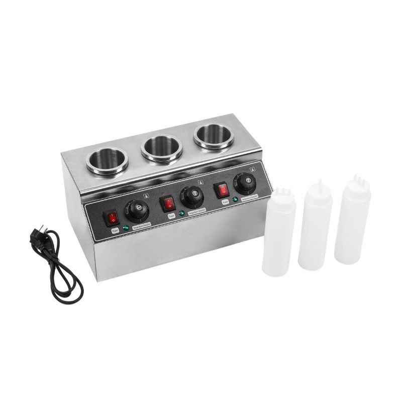 CHAUFFE-SAUCE ÉLECTRIQUE CHAUFFE-CHOCOLAT Inox Avec 3 Bouteilles Plastique 240W EUR 173,00
