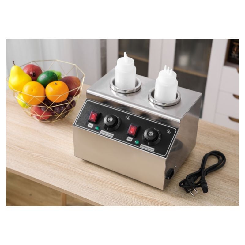 Jolre Pot à beurre / chauffe-sauce, chauffe-chocolat, 3 bouteilles, température réglable de 30 à 85 °C, avec 3 bouteilles compressibles