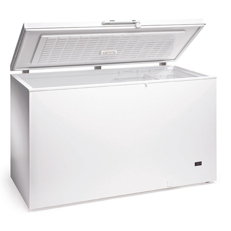 Congélateur coffre avec couvercle plein battant aspect inox - 690 litres