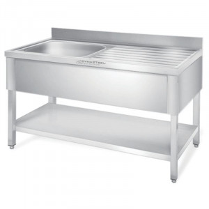Plonge 1 Bac avec Dosseret et Etagère Basse - L 1000 x P 600 mm Dynasteel - 1