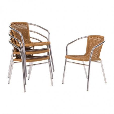 Fauteuils Rotin Et Alu - Lot De 4 Bolero  - 1
