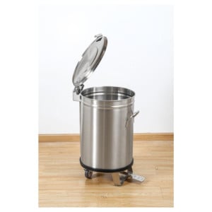 Poubelle avec couvercle relevable & pédale - 100L - inox