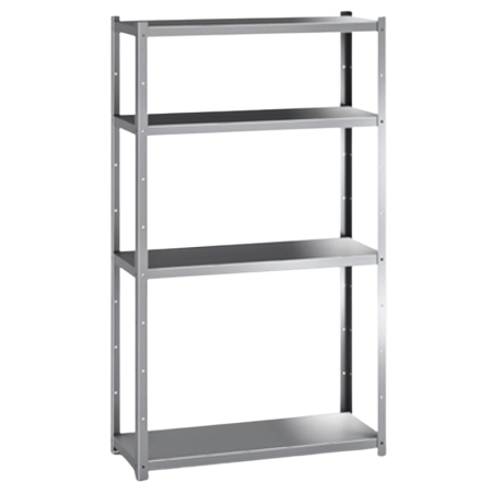 Rayonnage Inox 4 Niveaux 100x50x170 Cm - Tablettes Pleines - Pieds Réglables - Pour Cuisine Pro, Laboratoire