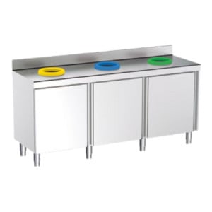 Table de Tri Mural Fermé avec 3 Trous et Portes - L 1800 x P 600 mm