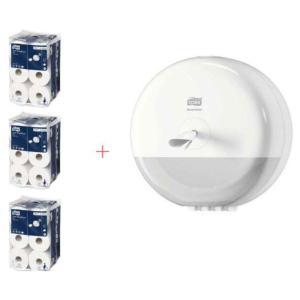 Starter Pack Mini Distributeur de Papier Toilette SmartOne Blanc et Papier Toilette