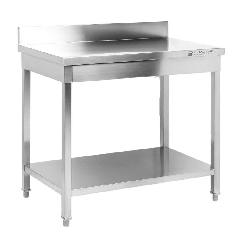Table Inox avec Dosseret et Etagère - P 600 mm - L 1000 mm — vue 3