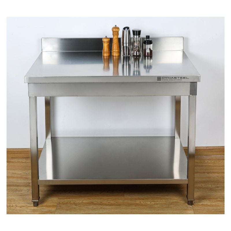 Table Inox avec Dosseret et Etagère - P 600 mm - L 1000 mm — vue 2