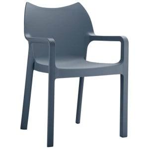 Fauteuil Diva Empilable en Polypropylène - Gris Foncé - H 850 mm