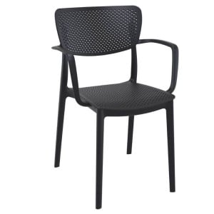 Fauteuil Loft Empilable Micro-Perforés - Noir - H 820 mm