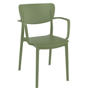 Fauteuil Loft Empilable Micro-Perforés -Vert Olive - H 820 mm