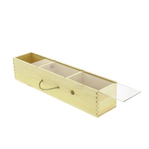 Boîte Rectangle à Glissière PVC en Bois - 3 Cases - 500 x 105 mm