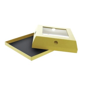 Cloche à Fromage Carrée Kraft avec Fenêtre PVC - 250 x 250 mm