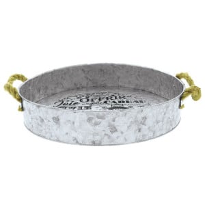 Plateau Rond en Zinc avec Anses Cordes - Ø 320 mm