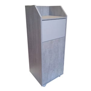 Meuble Poubelle pour Snacking - Béton Gris - 86 L