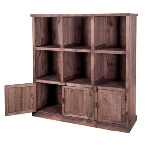 Meuble Présentoir 6 Cases et 3 Portes - Taupe - 1170 x 380 mm