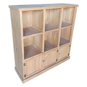 Meuble Présentoir 6 Cases et 3 Portes - Miel - 1170 x 380 mm