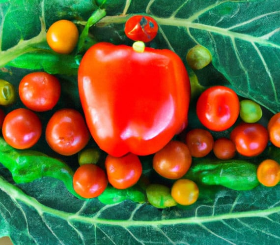 Poivron rouge et légumes crus