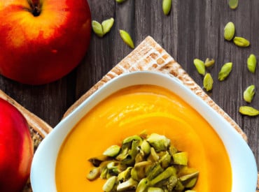 Velouté avec pommes et graines de courge