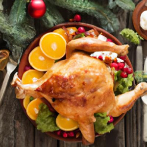 Dinde de Noël sur une table décorée