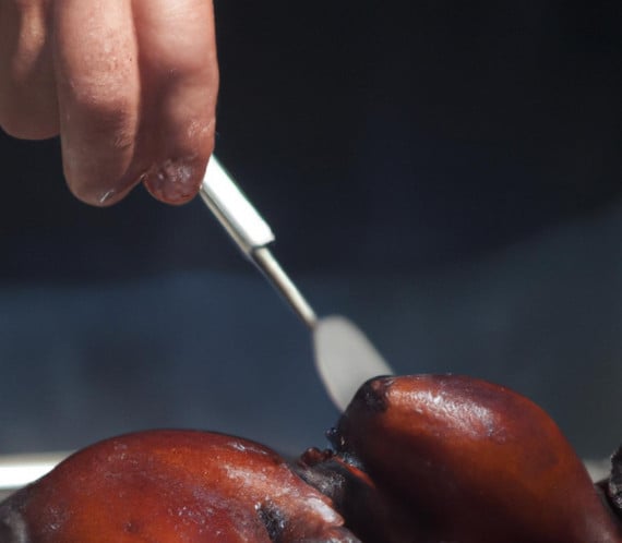 Personne prenant la température du poulet