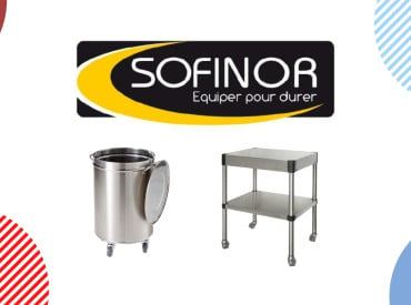 Logo Sofinor avec poubelle et table