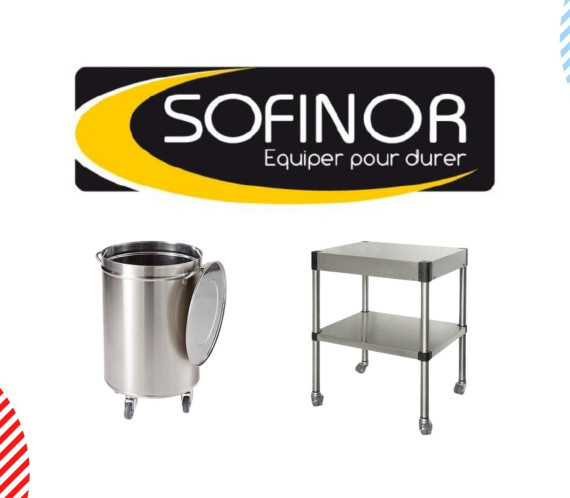 Logo Sofinor avec poubelle et table