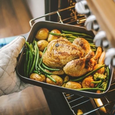 Poulet au four avec légumes