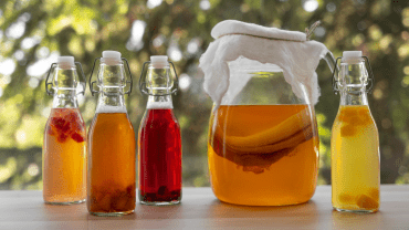 Plusieurs bouteilles de boisons à fermentation artisanale