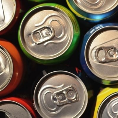 Cannette de sodas vues du dessus